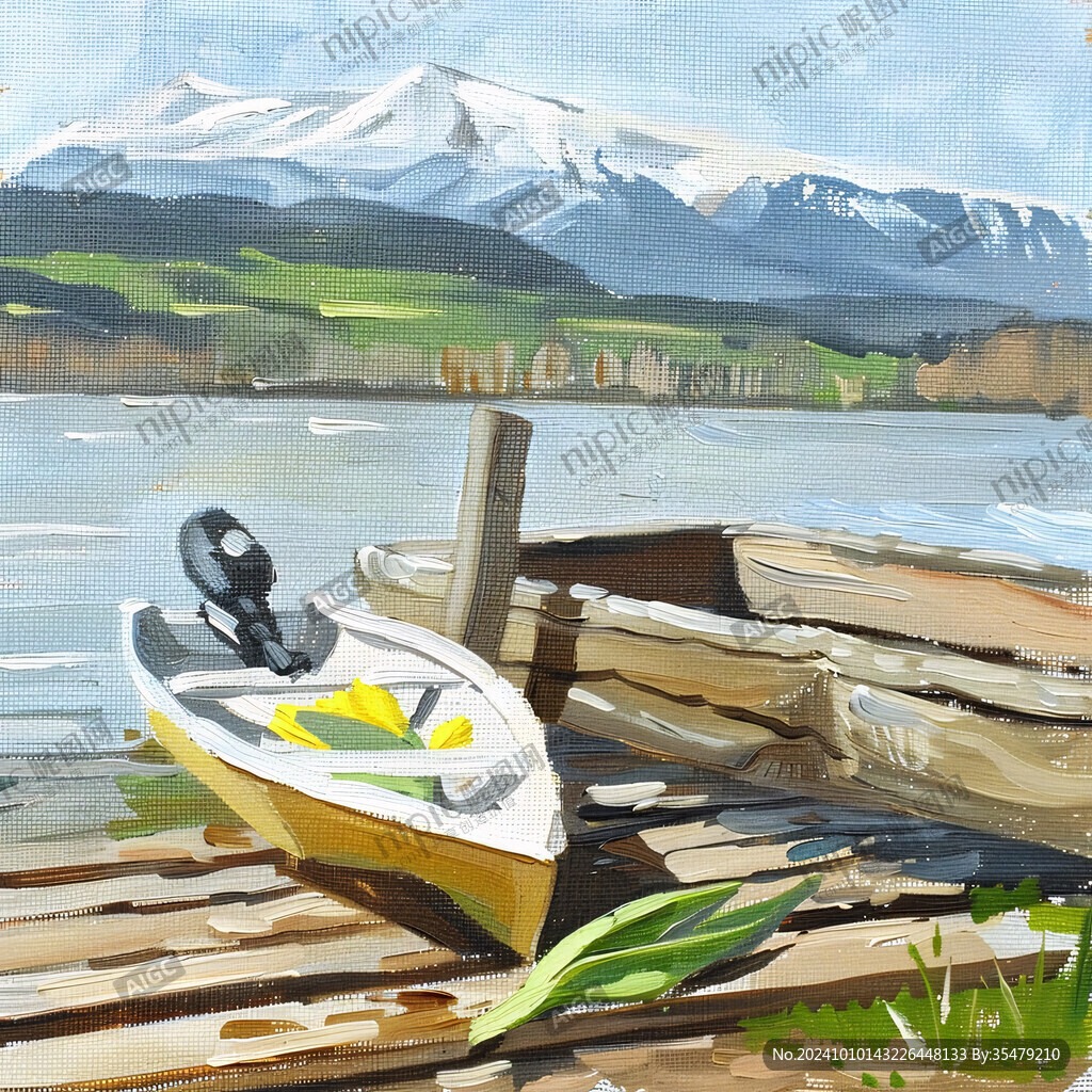 小船水粉画