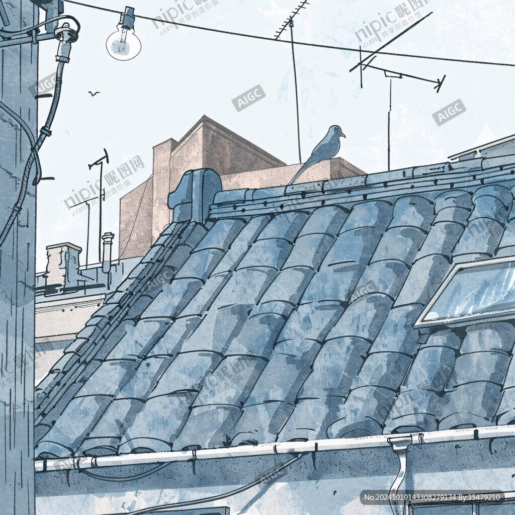屋顶积雪插画