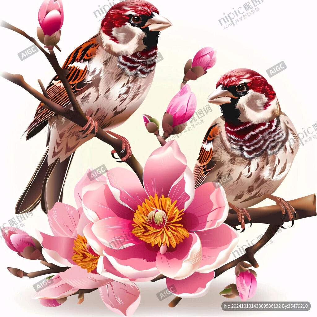 麻雀手绘插画