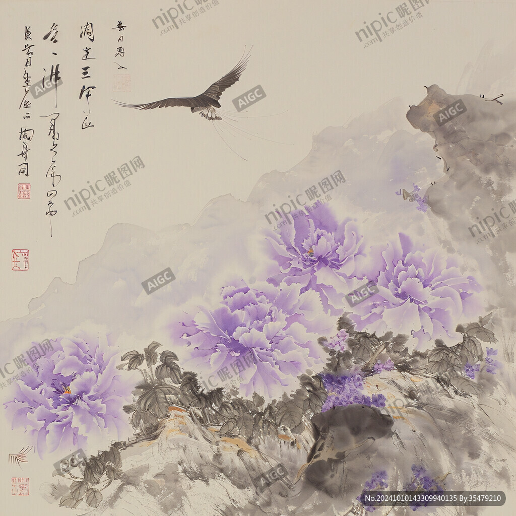国画紫气东来
