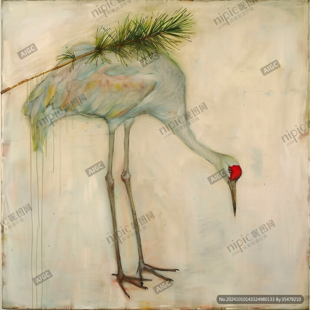 火烈鸟目鸟类油画