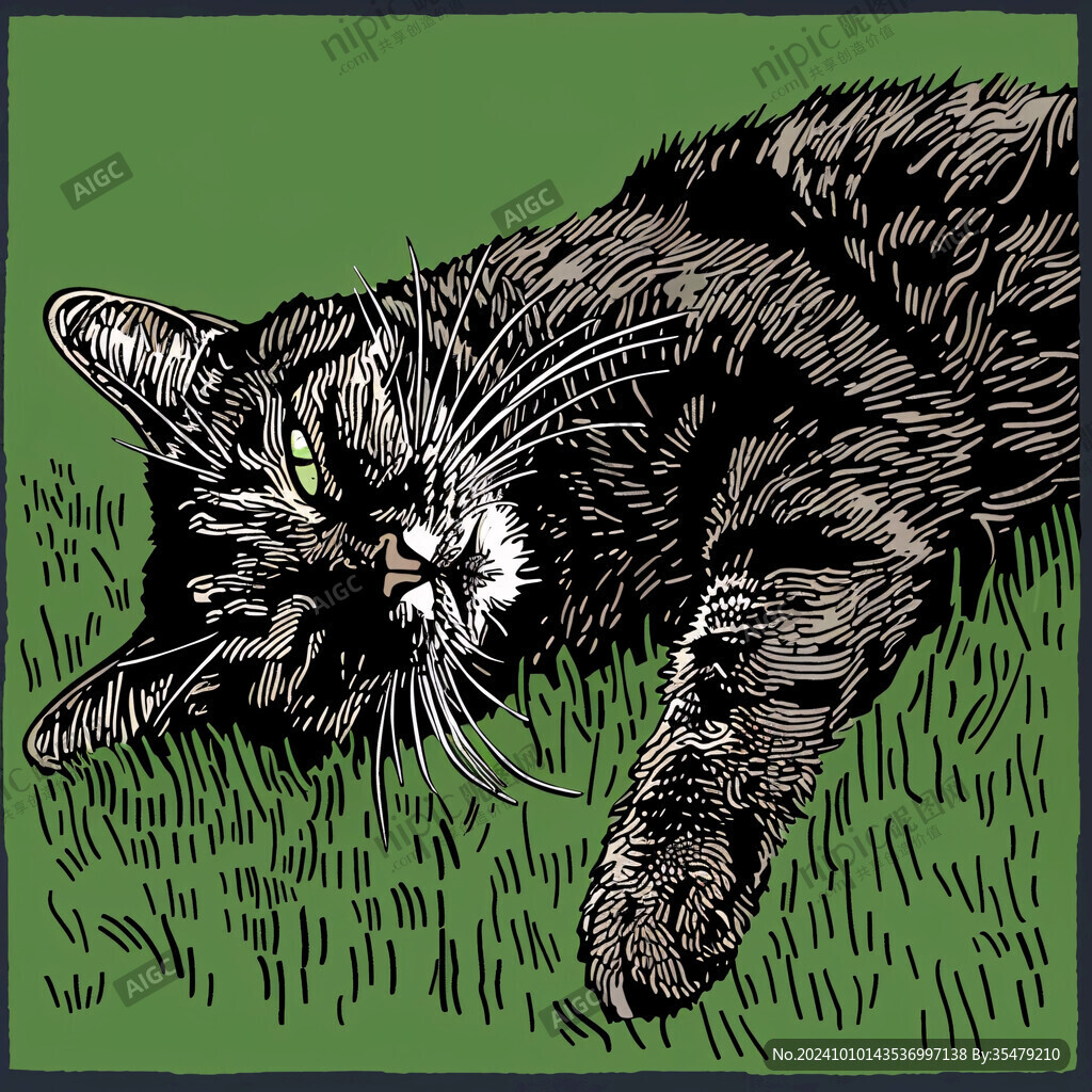 手绘猫眯装饰画