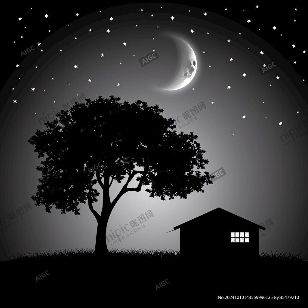 夜晚景观树