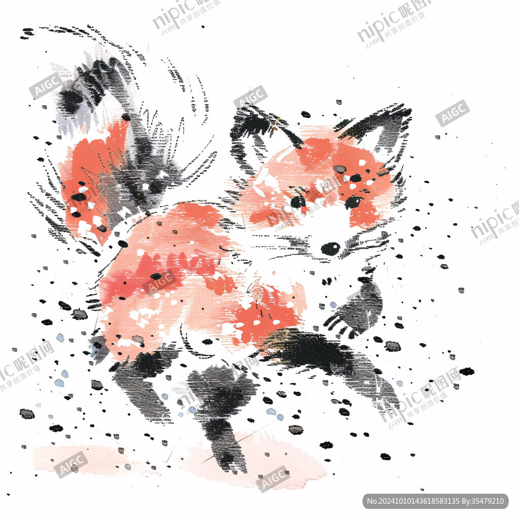 狐狸水墨画