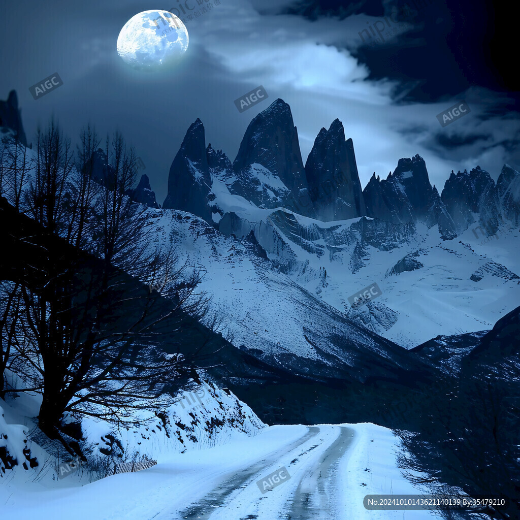 雪山月夜