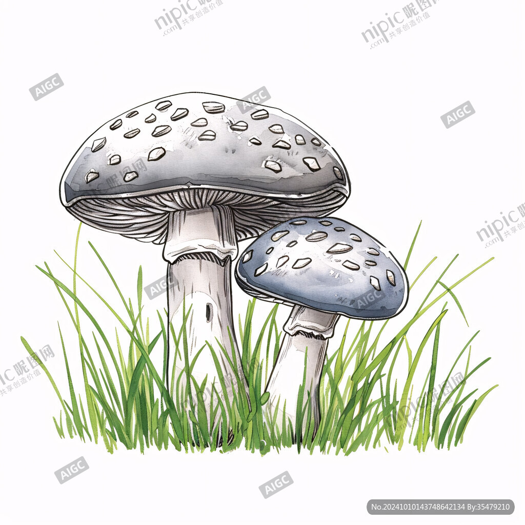 手绘香菇插画