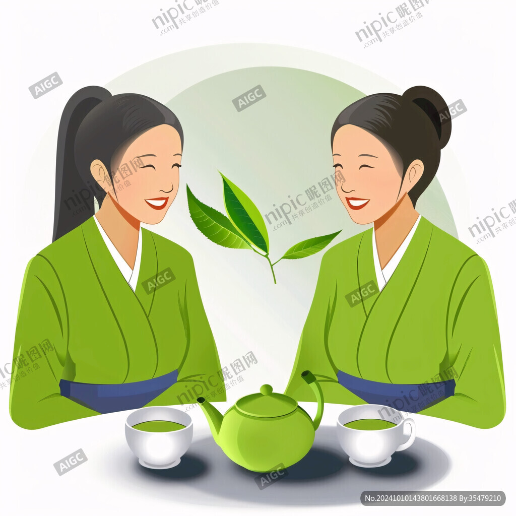 新茶农家女孩插画