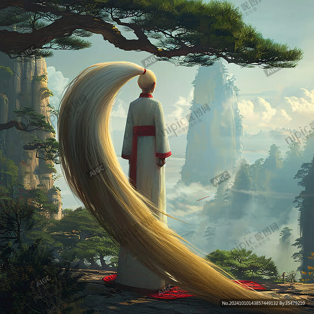 迎客松插画