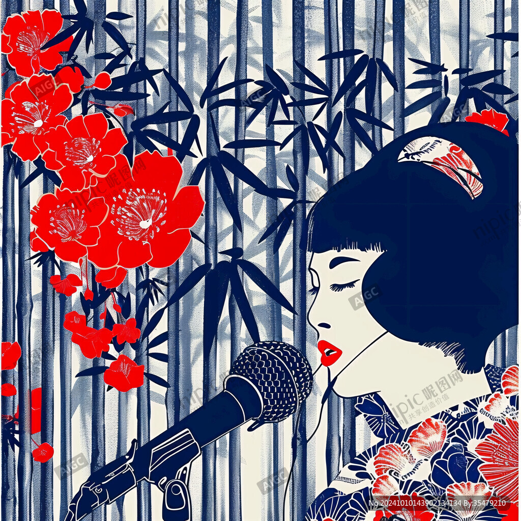 女歌手插画