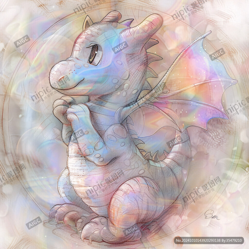 手绘小龙插画