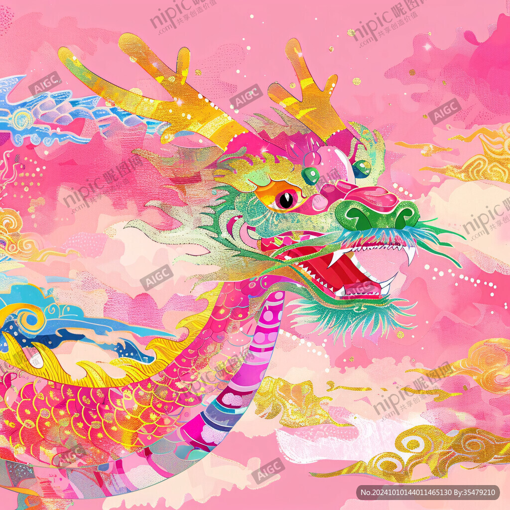 龙年国潮舞龙插画