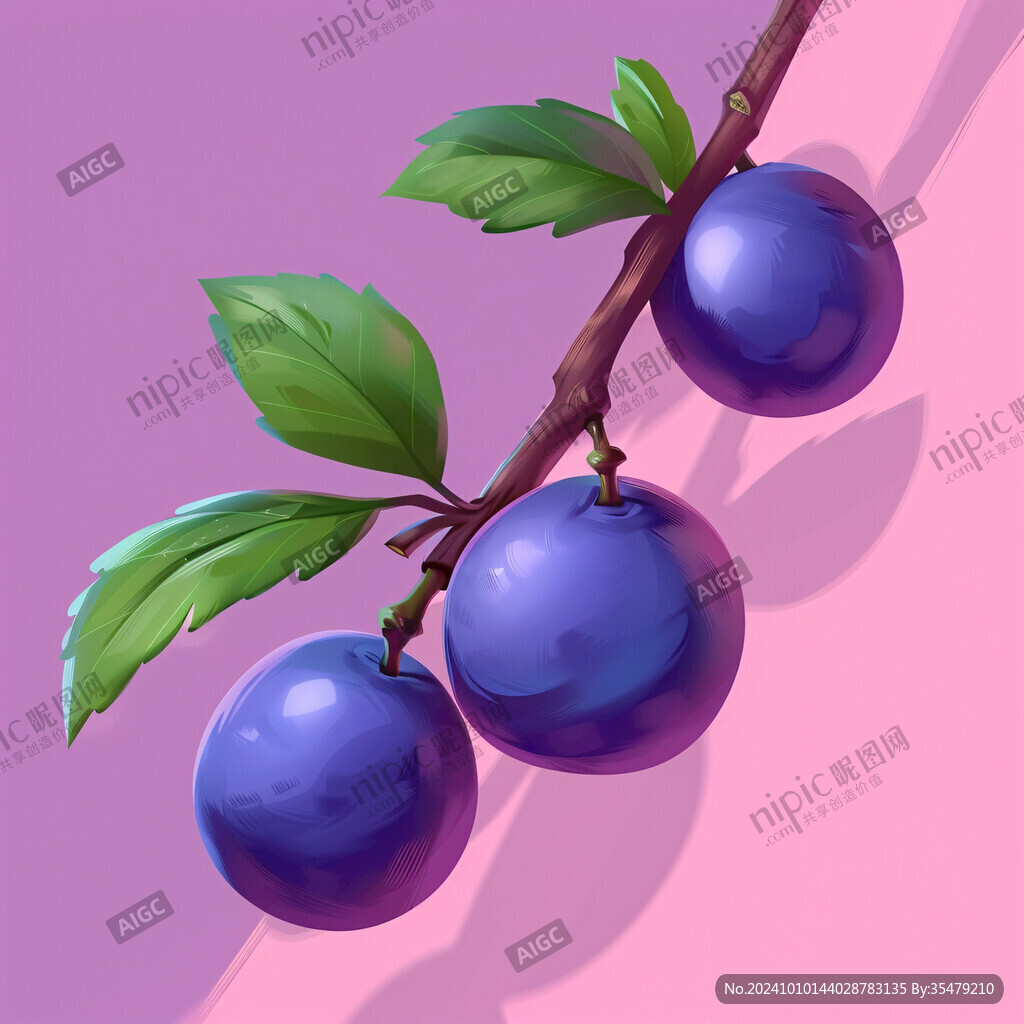 李子水果插画