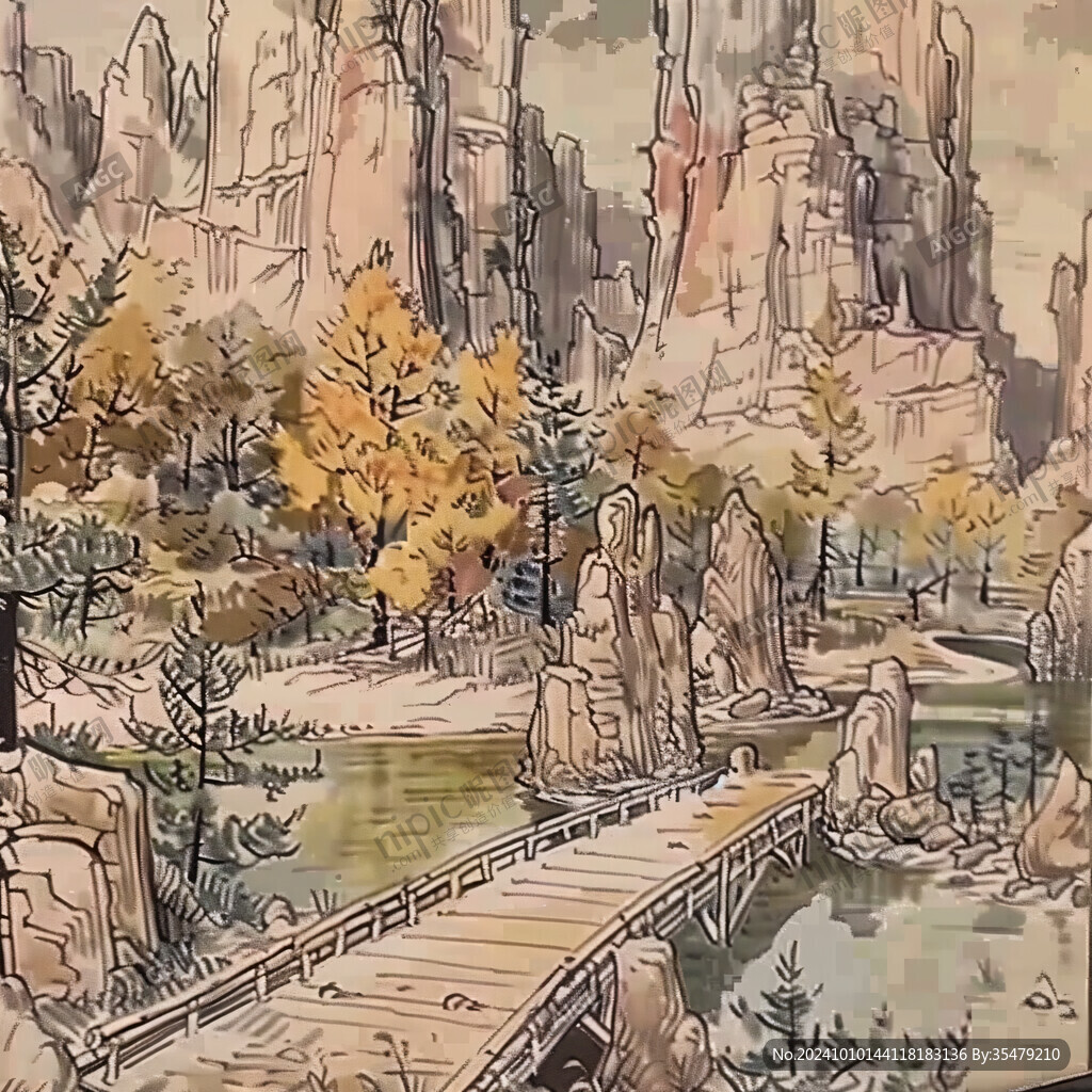 手绘风景名胜