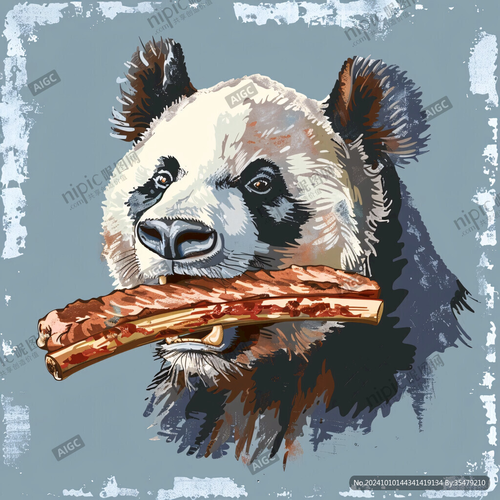 大熊猫美食插画