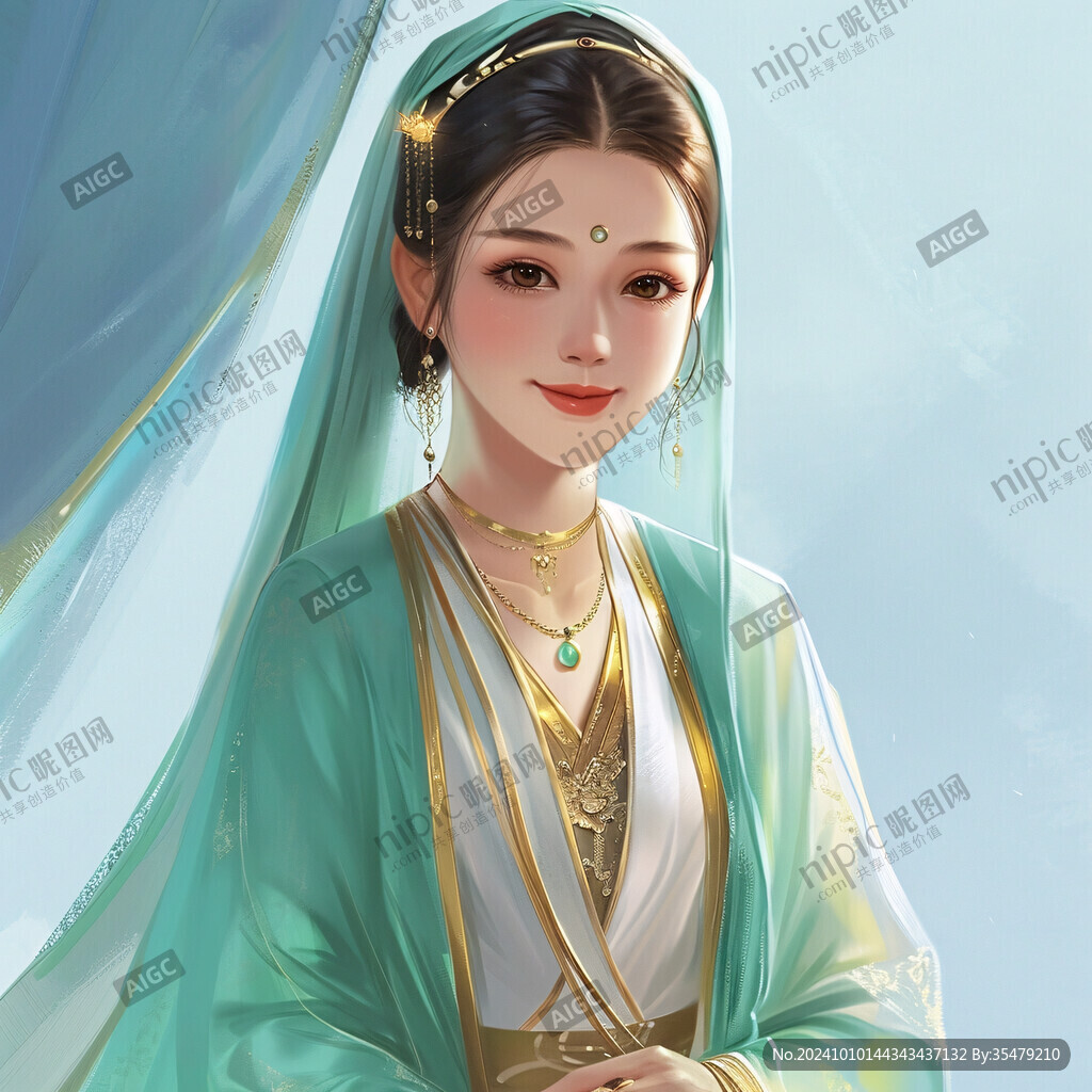 回族美女插画