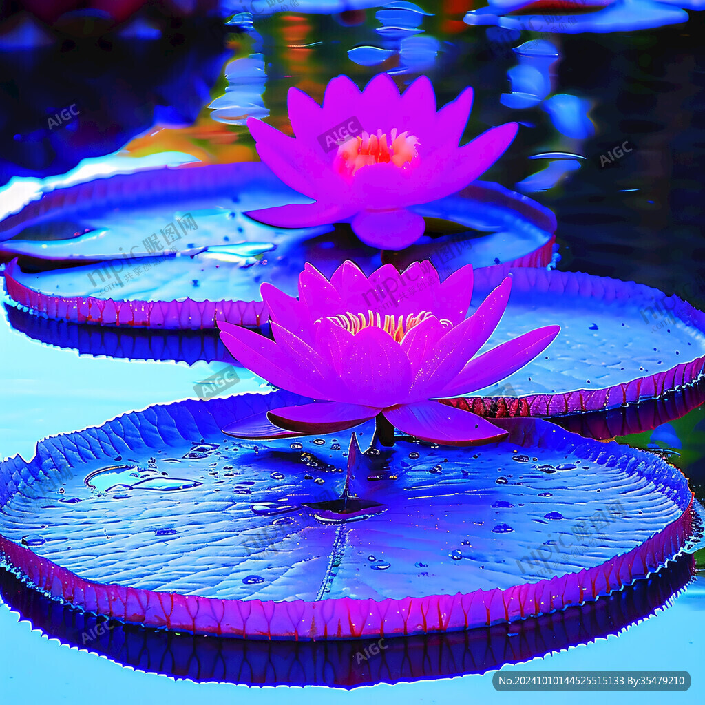 紫色睡莲水面浮