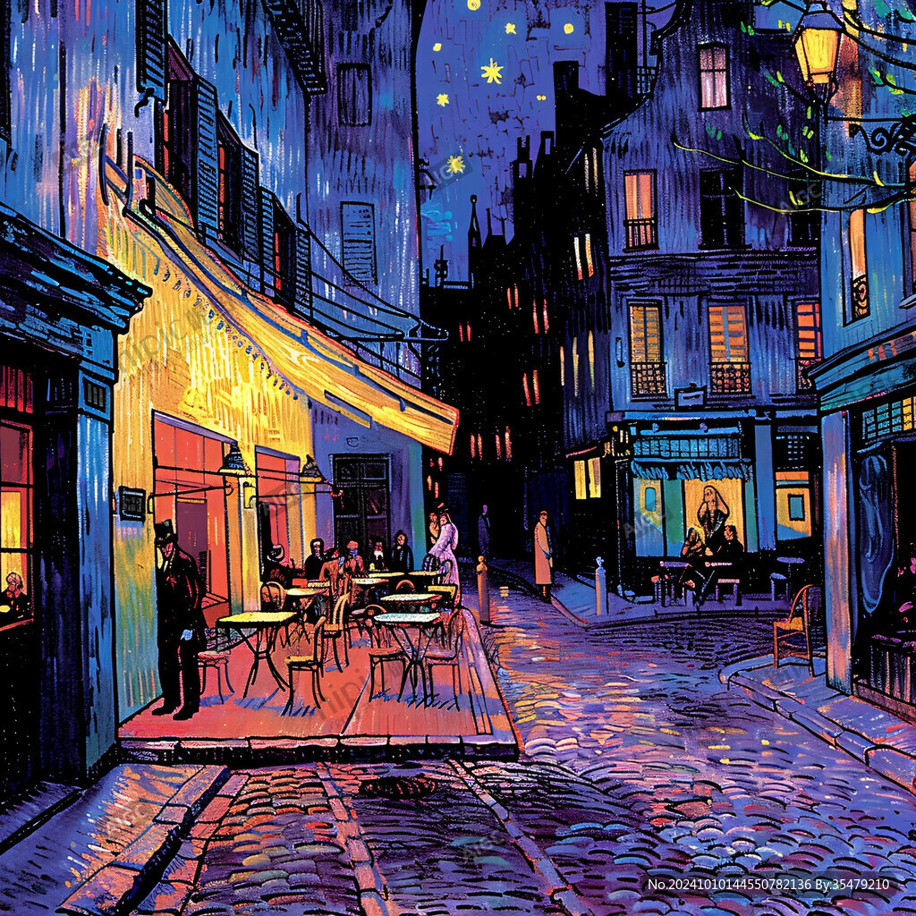 手绘夜市场景