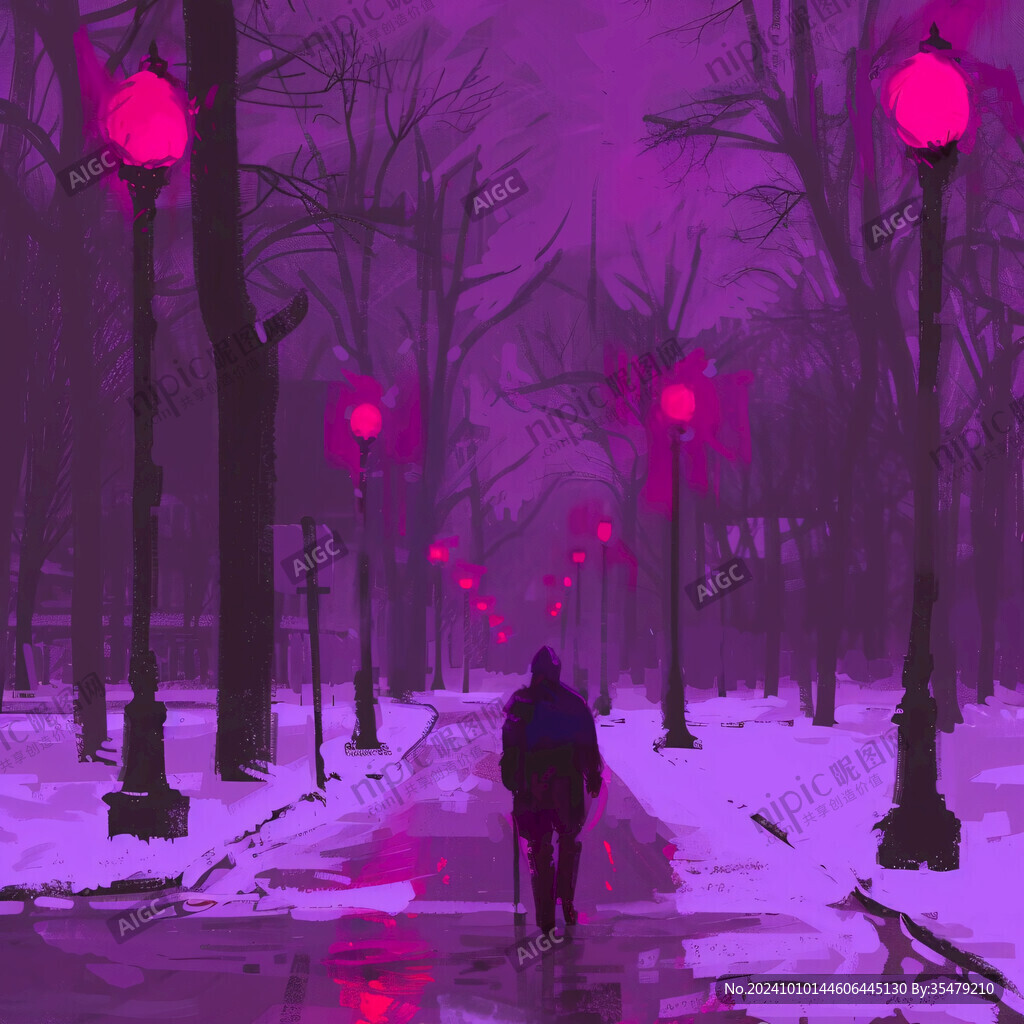 下雪的街道老人