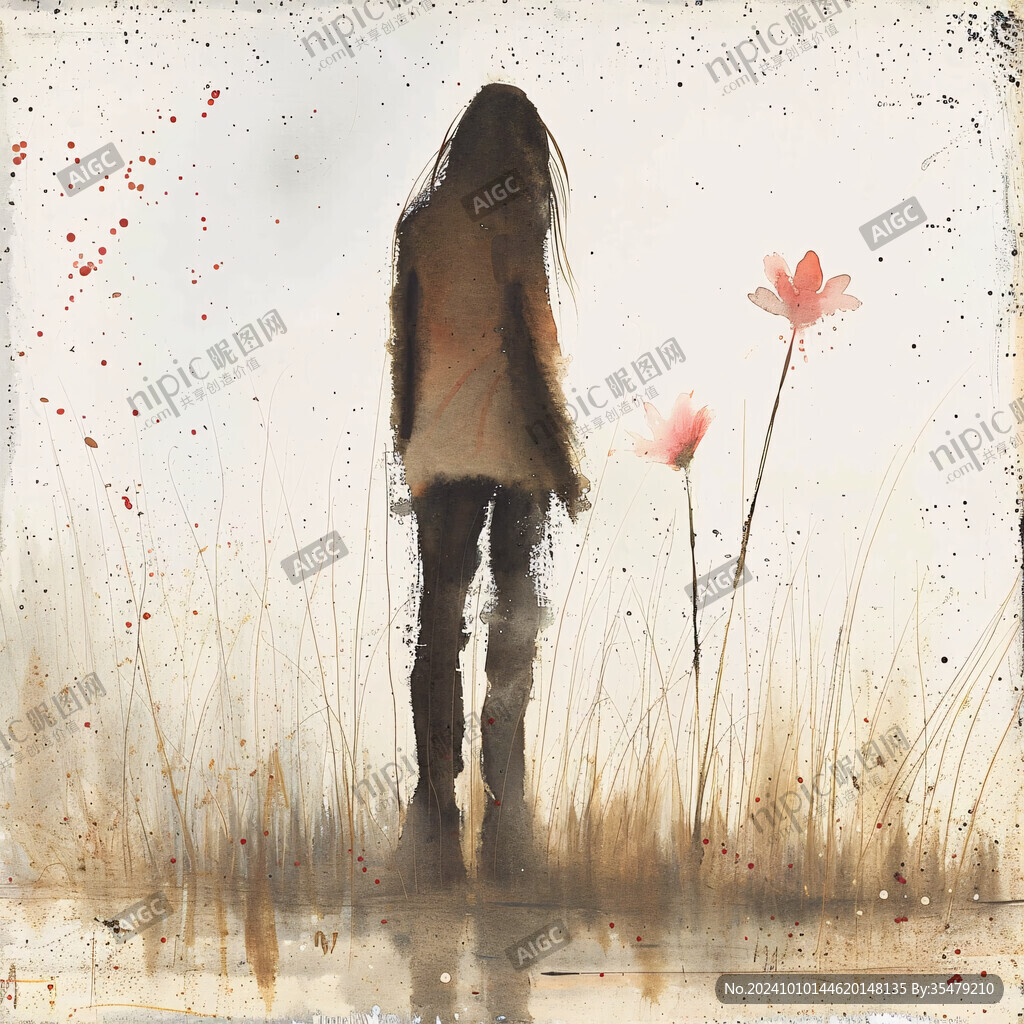 花丛女人背影