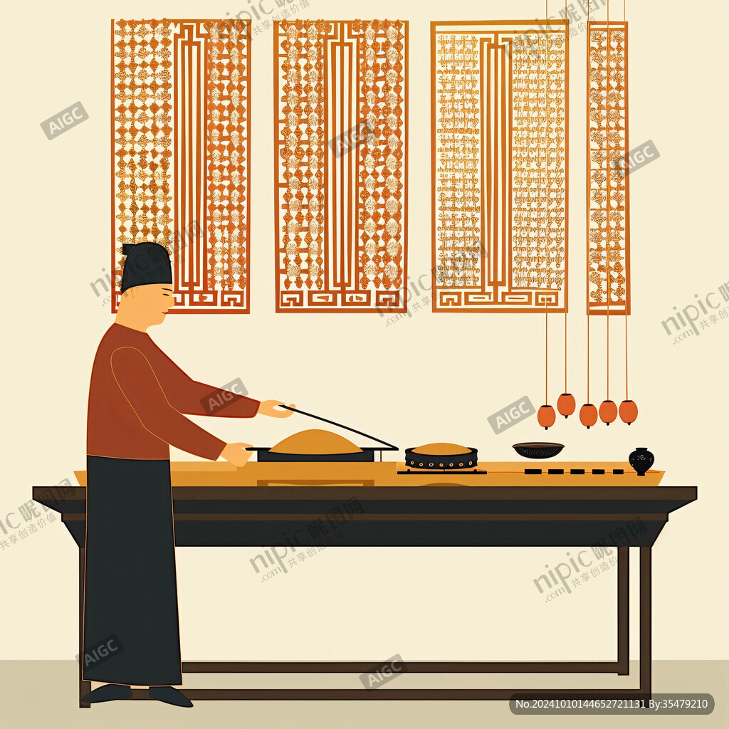 古代作坊挂面插画