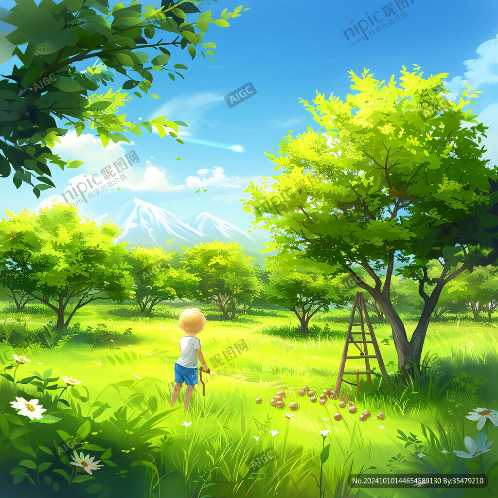 阳光晴朗风景插画
