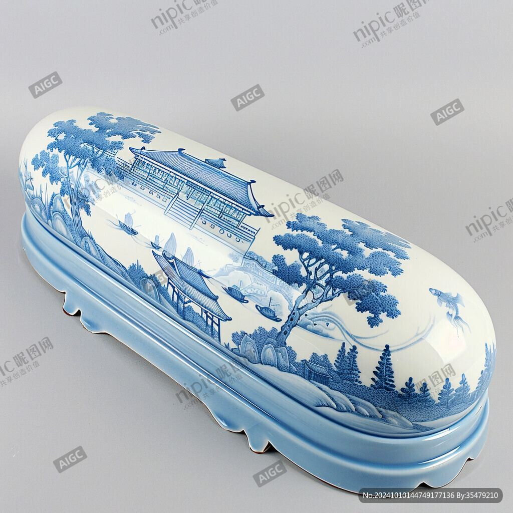 青花瓷笔盒