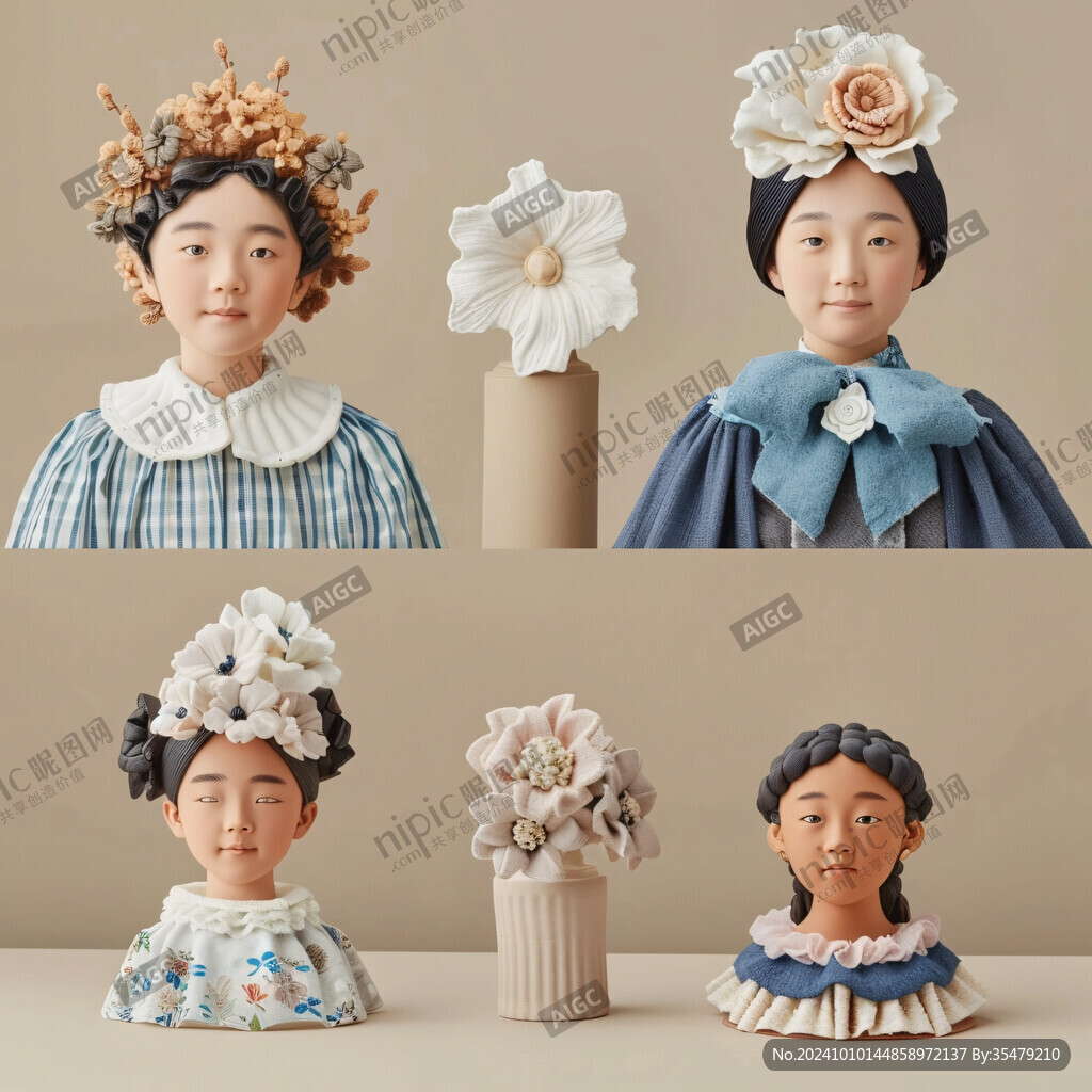 贵族女子及侍女彩泥