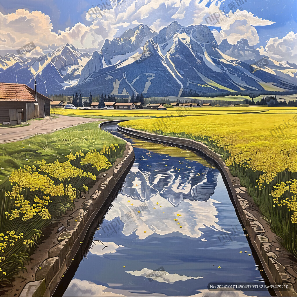 水渠插画