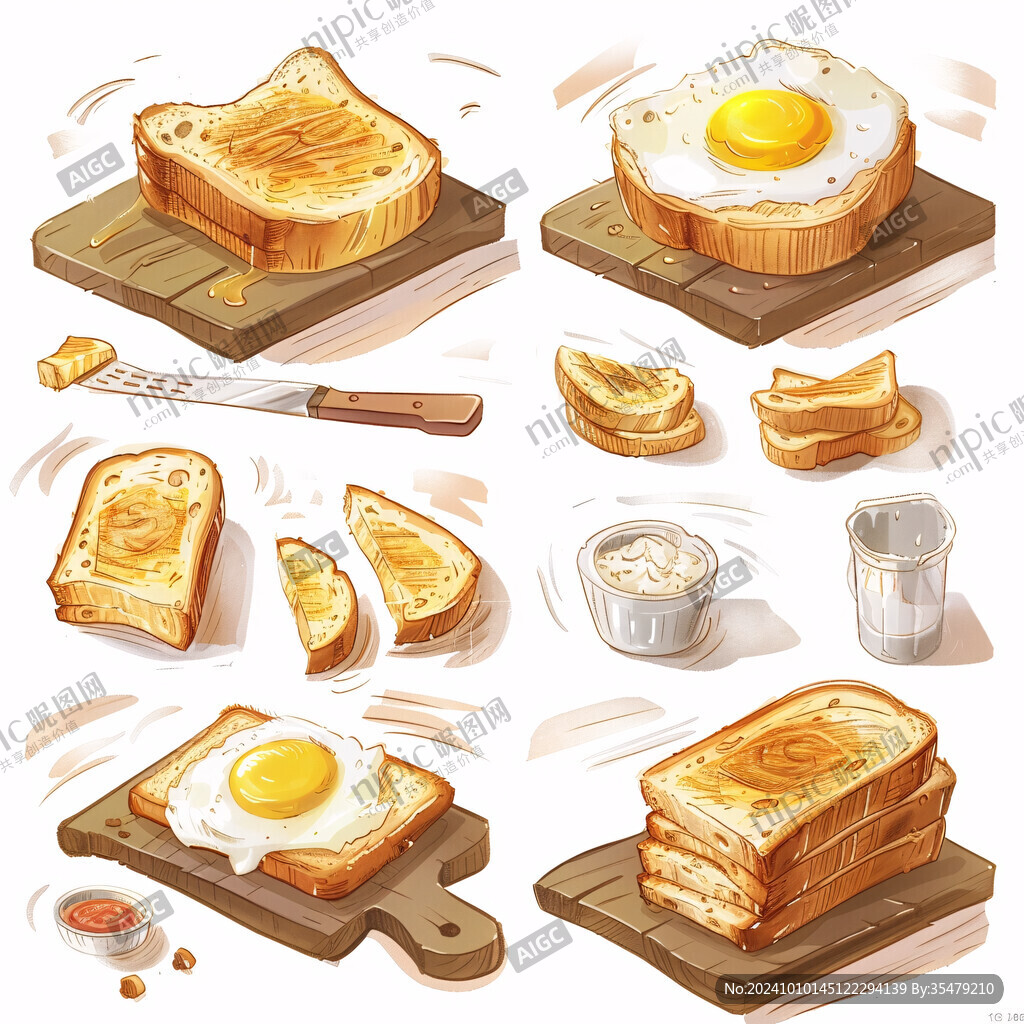 厚蛋吐司插画