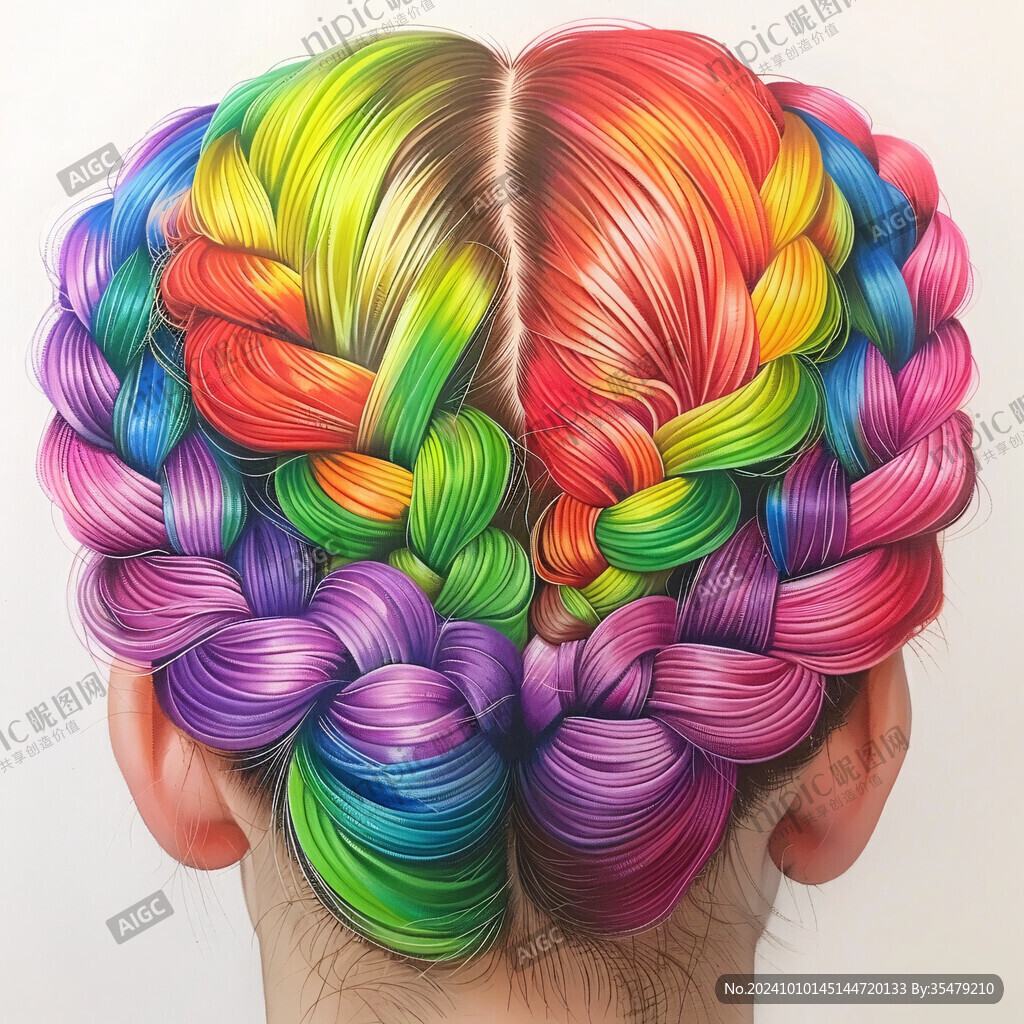 彩色扎头发