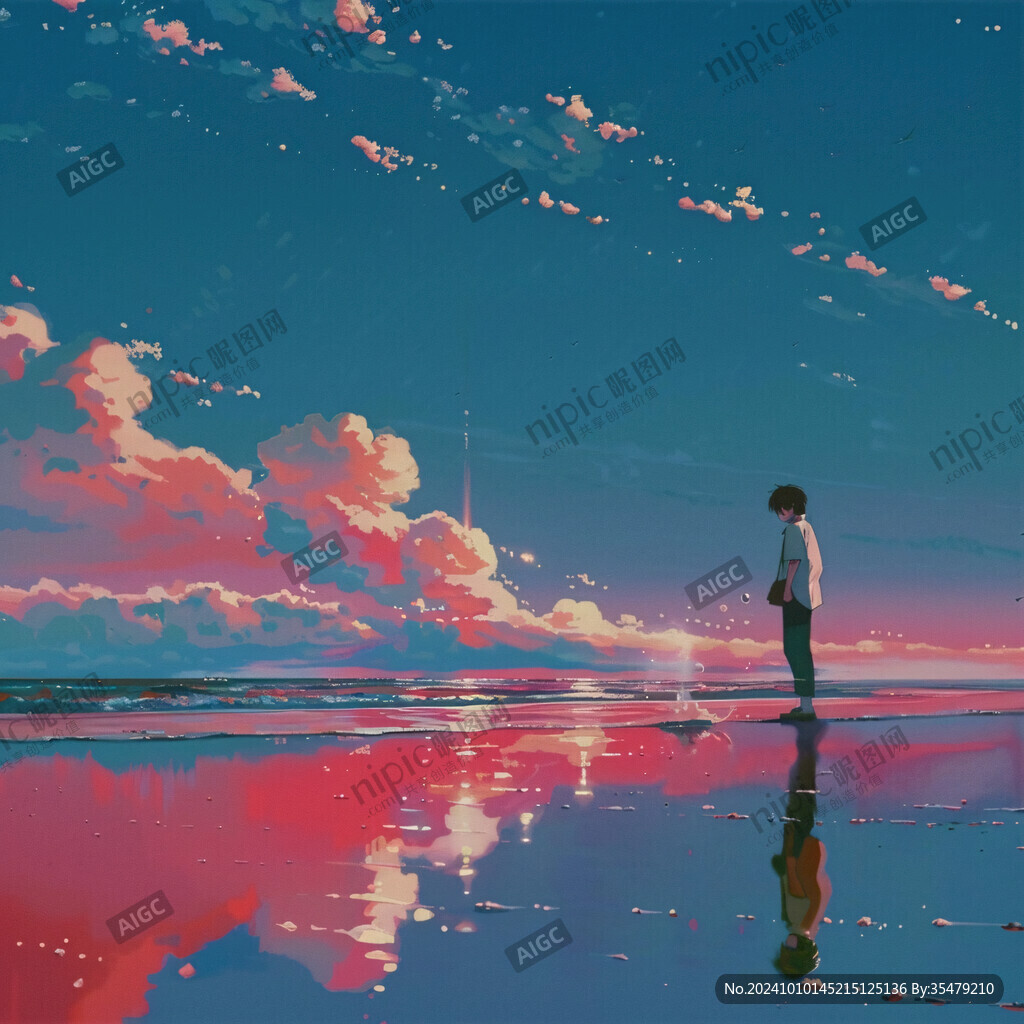 海边天空插画