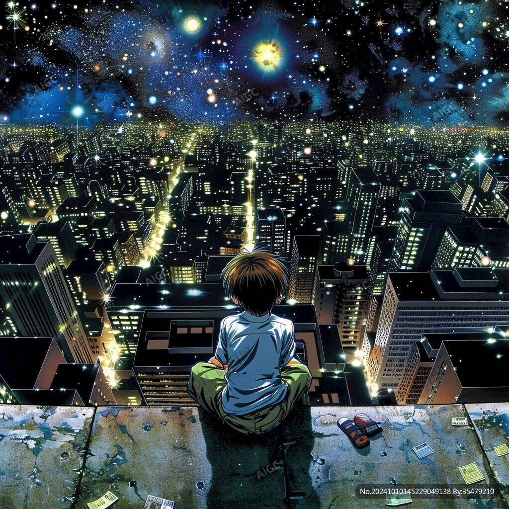 星空地板画涂鸦手绘