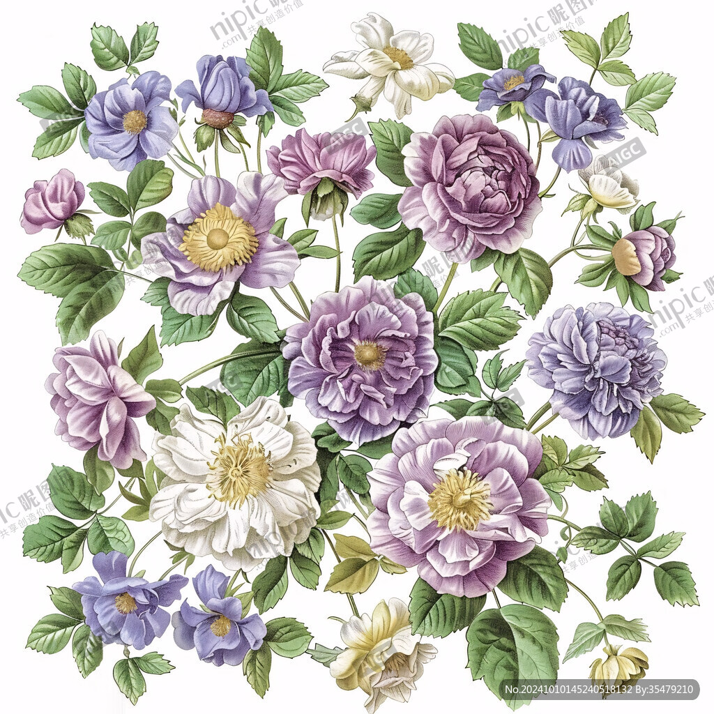 手绘立体牡丹花卉