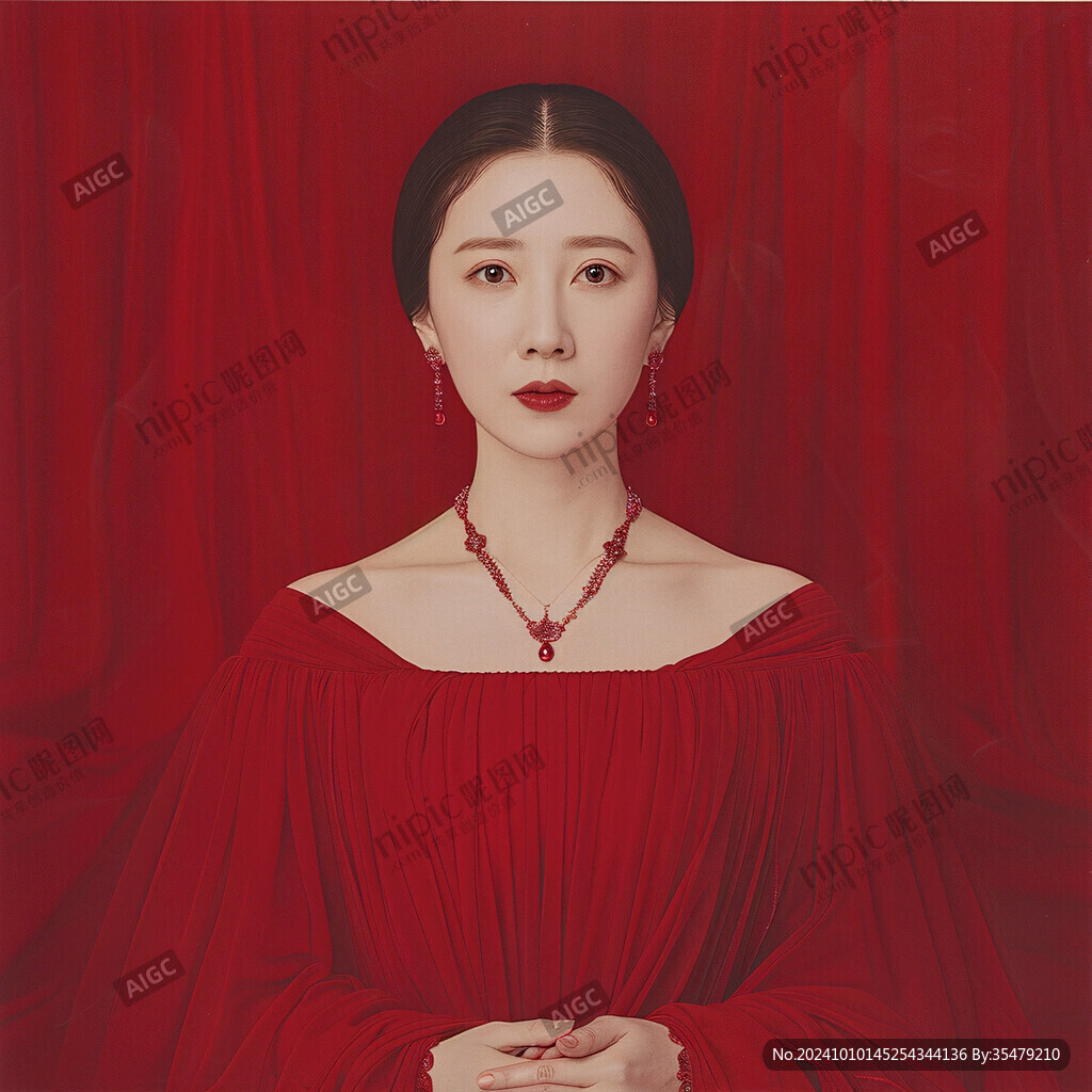 红衣美人插画