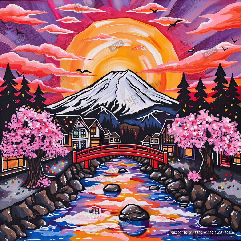 富士山插画