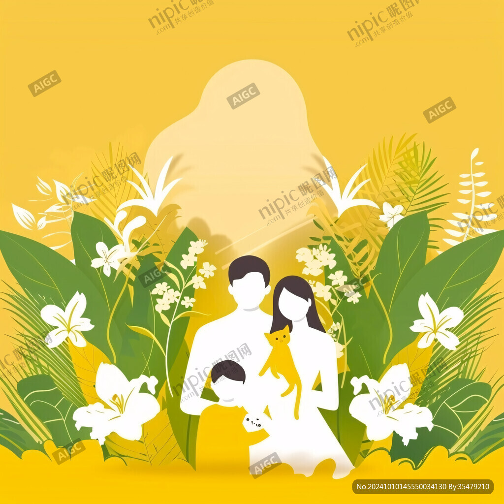 一家三口插画图案