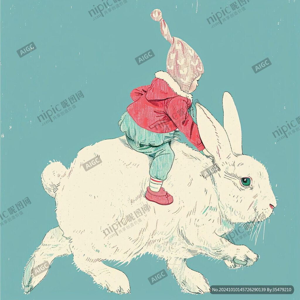 兔年插画中国风服饰