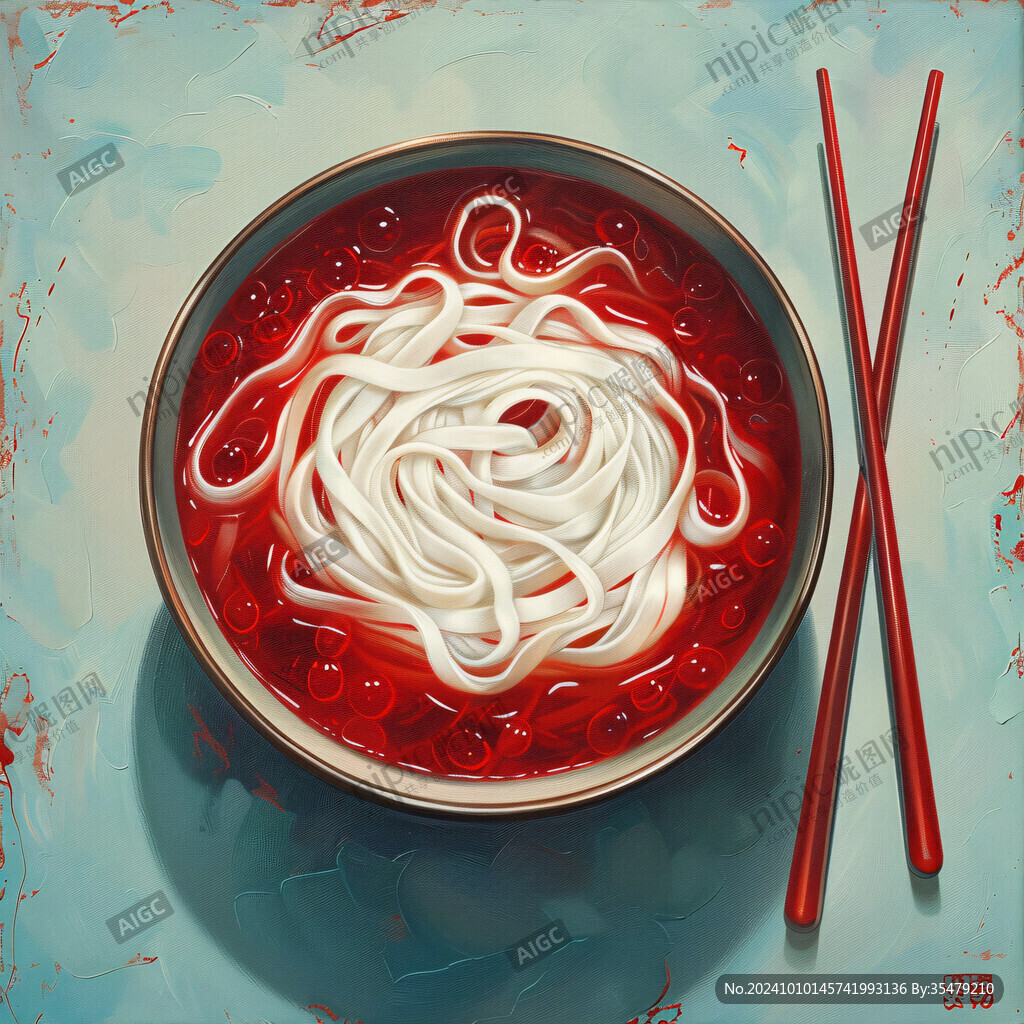 红油米粉插画