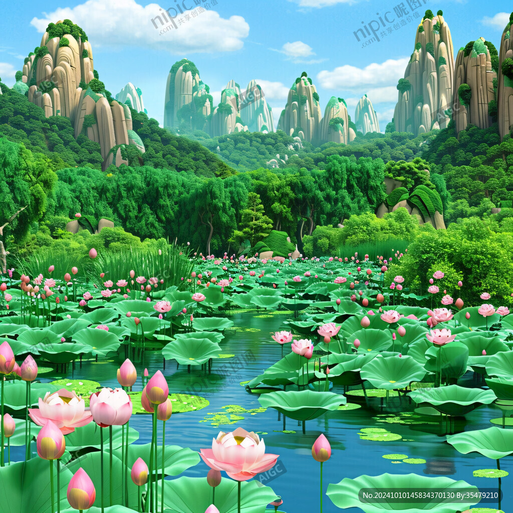 3d荷花背景