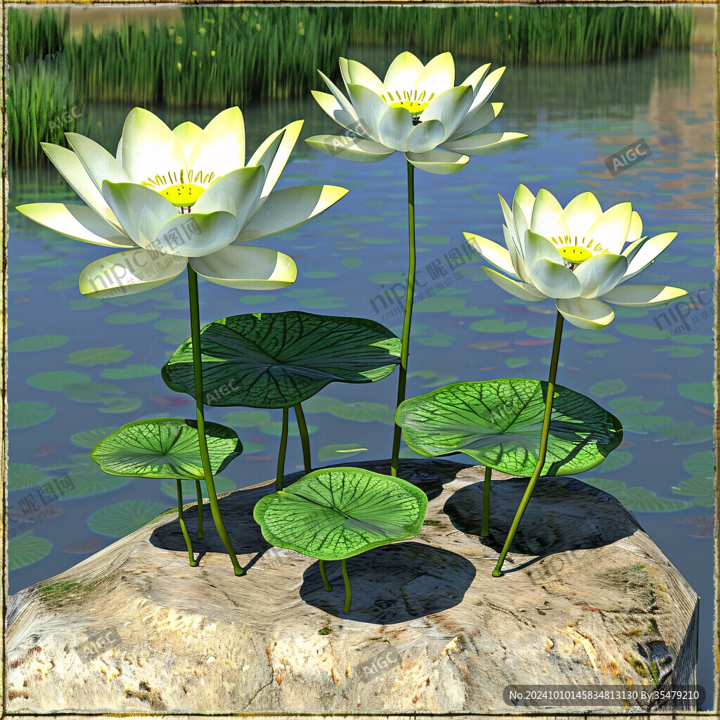 3d立体花卉荷花