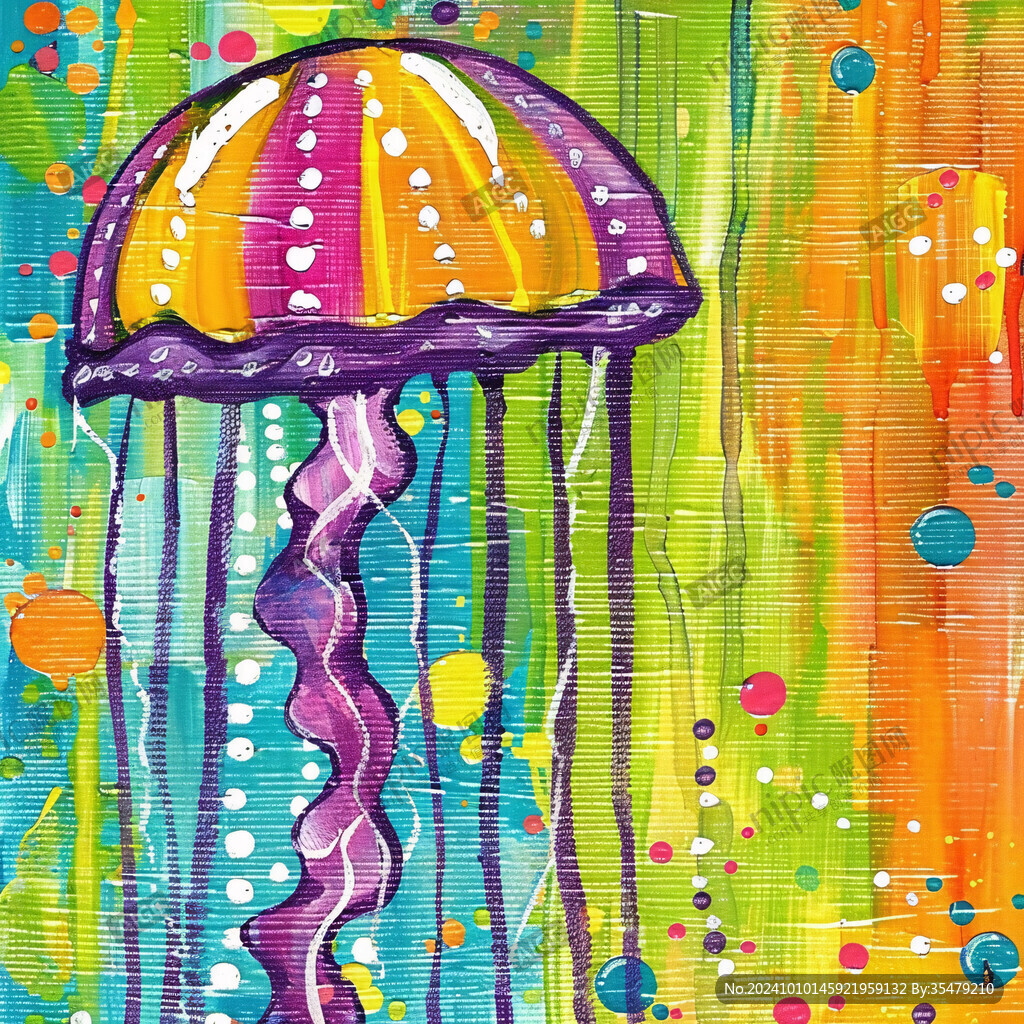简约蘑菇伞手绘装饰画