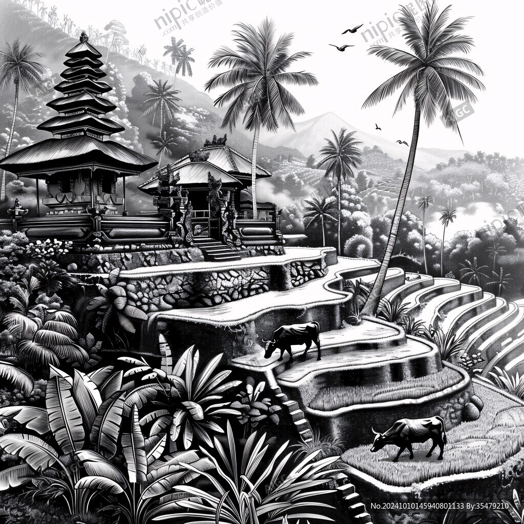 泰国插画手绘装饰画