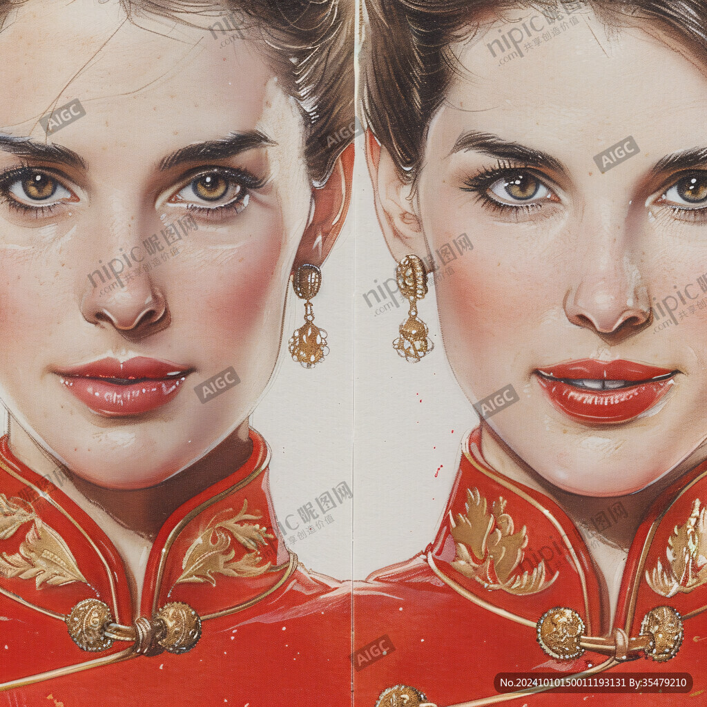 美女插画对比