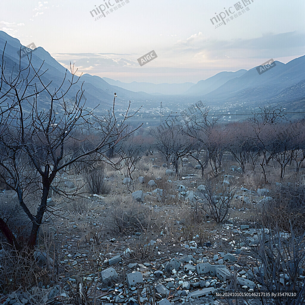 山脚荒漠山村