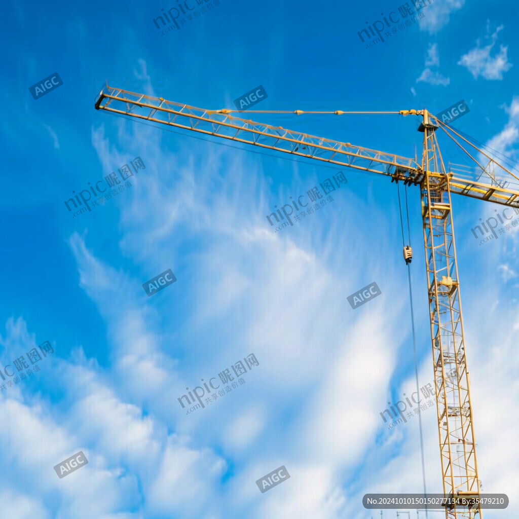 蓝天白云建筑工地塔吊