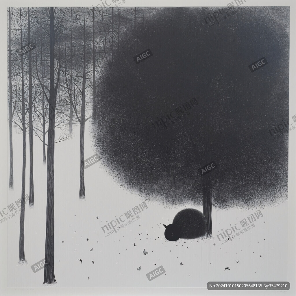 手绘在雪夜跳舞无框画