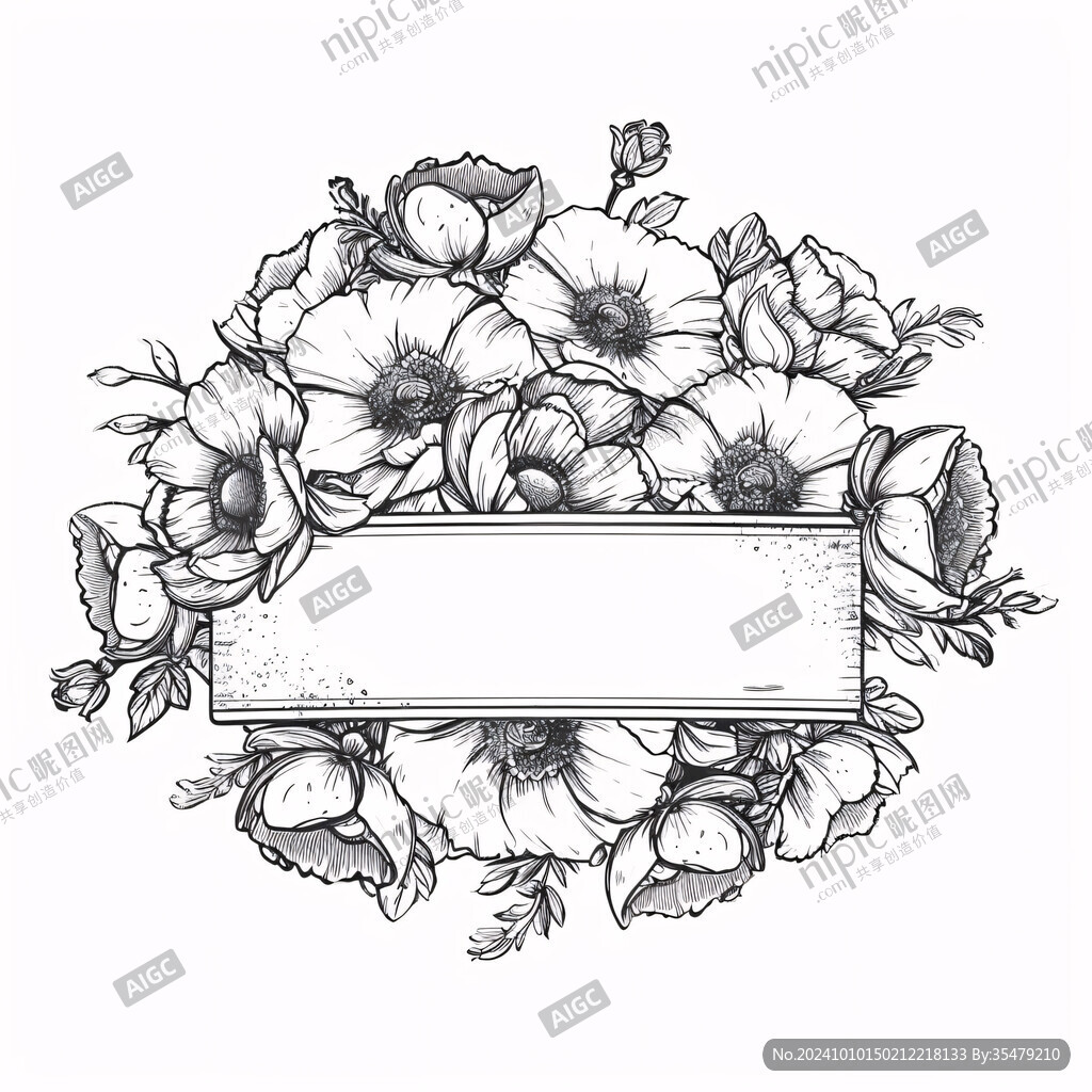手绘花卉边框
