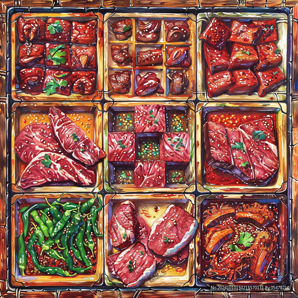 六宫格烤肉拼盘