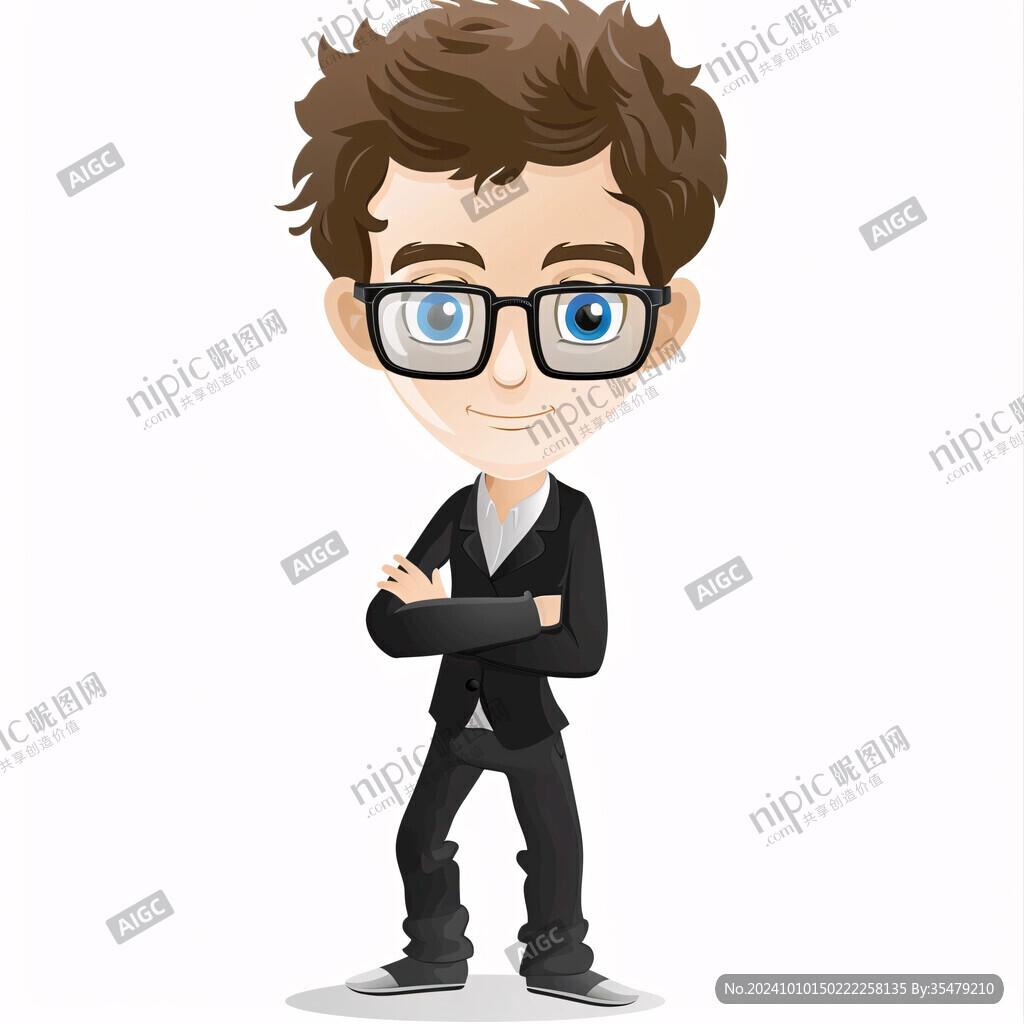 卡通眼镜男