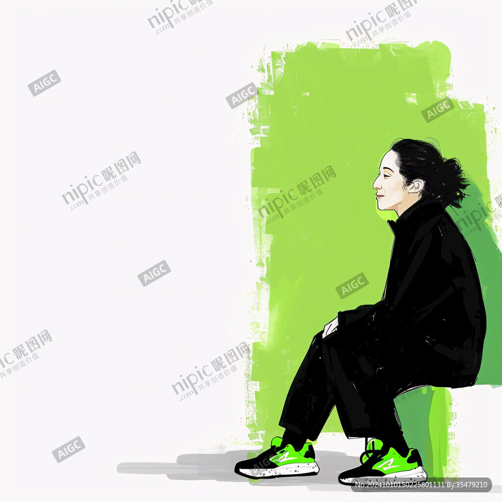 坐姿人物插画